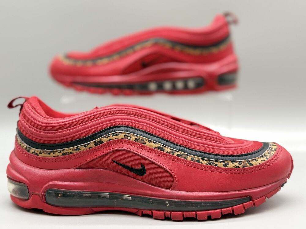 Women’s 8 Nike Air Max 97 Leopard Pack Red Black BV6113-600 Pre-owned